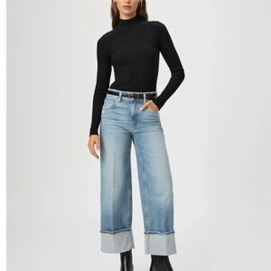 PAIGE Sasha Ankle Wide Leg Cuffed Jeans, color Walk of Fane, size 29